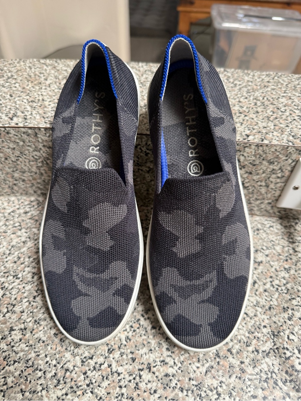 Rothy's Black and Gray Slip-On Sneakers